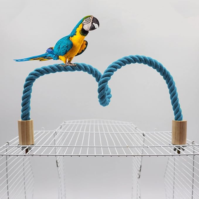 2 Pack Bird Rope Perch & Swing, Bird Cage Stand Pole Accessories, Climbing Toy for Parrot, Parakeet, Budgies, Cockatiels & Lovebirds (39.37"/100 cm)
