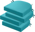 idee-home Outdoor Chair Cushions Set of 4, Thick 17" x 17" x 3" Patio Chair Cushions for Outdoor Furniture Waterproof with Ties, Seat Cushion, Patio Chair Pads Dining Chair Blue