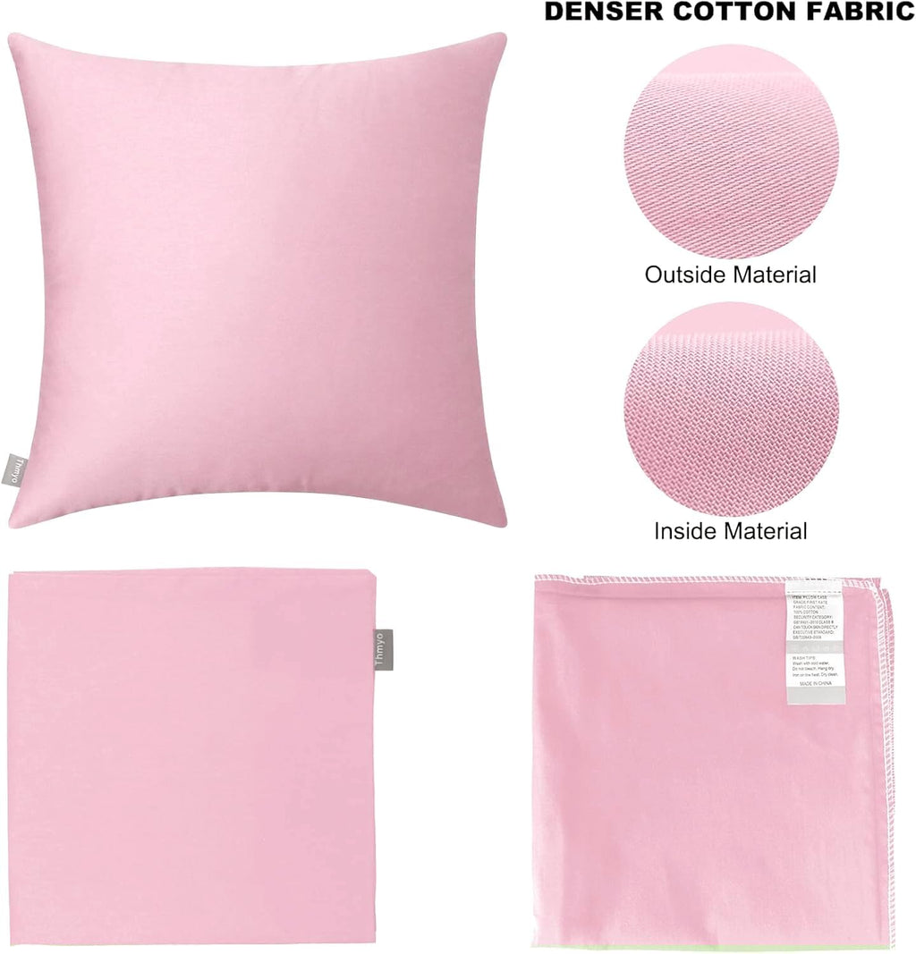 4-Pack 100% Cotton Comfortable Solid Decorative Throw Pillow Case,Thmyo Square Cushion Cover Pillowcase Sublimation Blank Pillow Covers DIY Throw Pillowcase for Sofa Couch(26x26 inch/ 66x66cm, Pink)