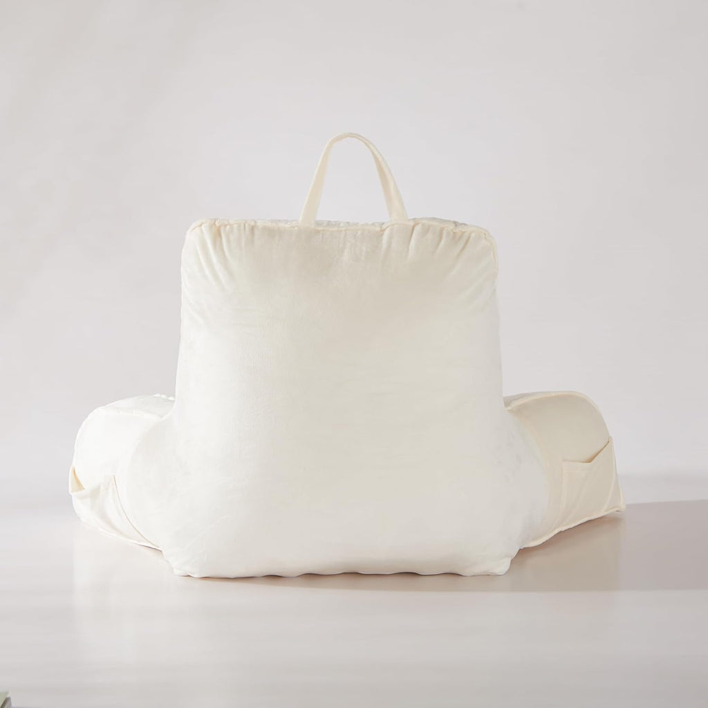 Reading Pillow for Sitting in Bed Adult,Back for Bed Sitting Up, Pillow,Backrest Back Support Chair Pillow, College Dorm Essentials for Girls and Boys, Velvet Beige L