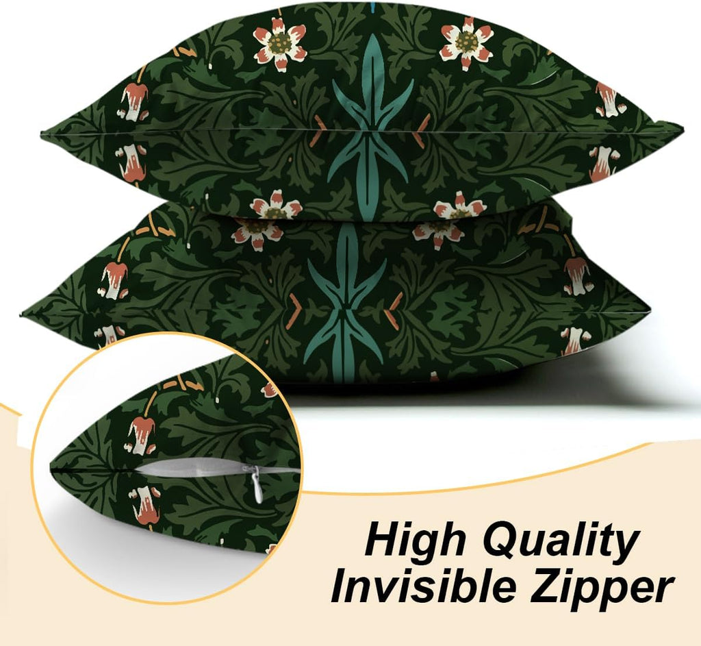 Vintage Flowers Throw Pillow Covers, Set of 2 Floral Pillow Covers, Pillow Covers 18x18, Retro Botanical Bedroom Home Living Office Bed Sofa Couch Decor Floral Pillow Cases Pillow Protector