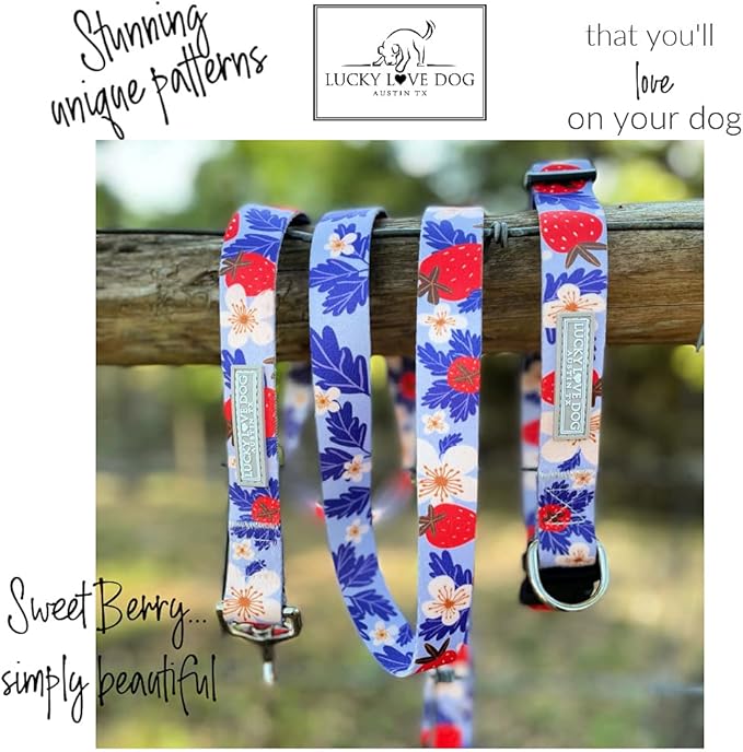 Lucky Love Dog - Adjustable Dog Collar with Easy Click Buckle for Small to Large Ones, Durable, & Comfortable for Male & Female Dogs, Pet Collar for Puppies & Adult Dogs - Sweet Berry, Large