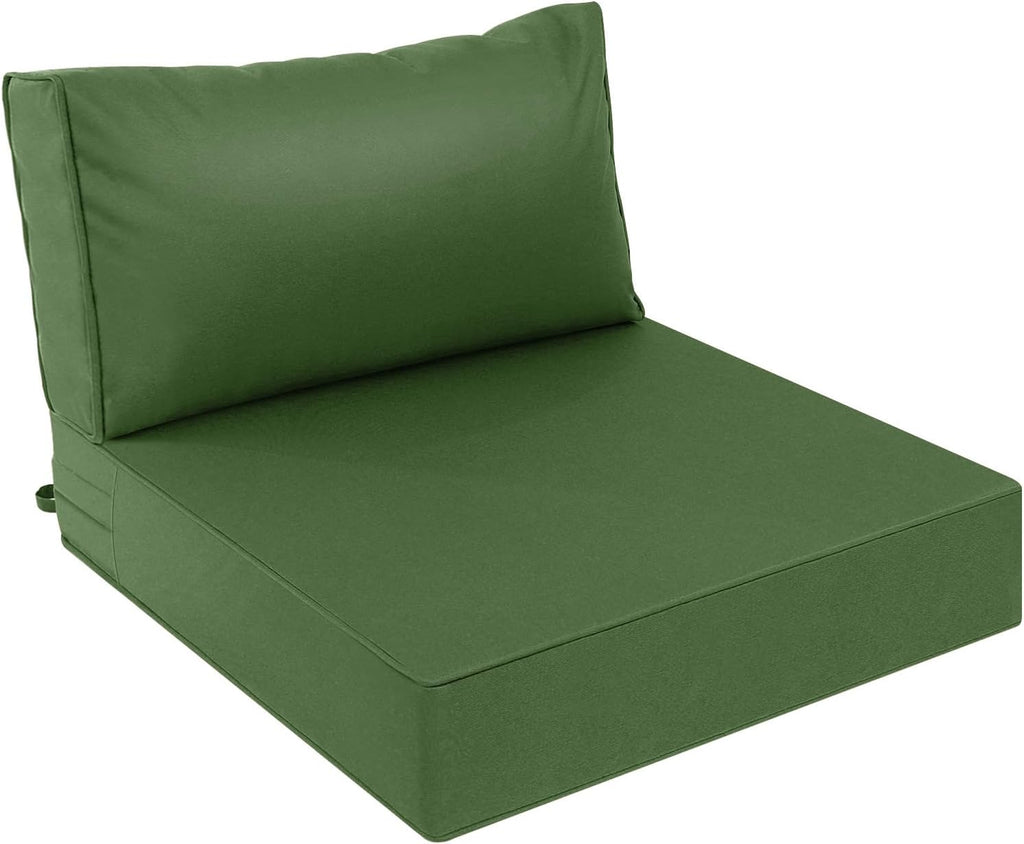 AAAAAcessories Outdoor Deep Seat Cushions, Waterproof, Fade-Resistant Patio Furniture Replacement Cushions, 24" x 24" x 5" + 24" x 13.5", Dark Moss Green