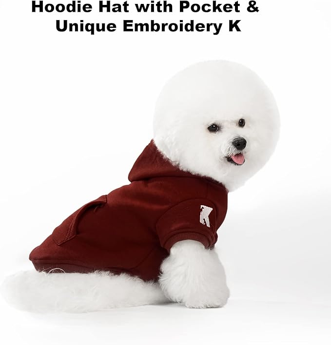 Koneseve Dog Hoodie Fleece Dog Clothes Warm Sweater with Hat for Medium Large Dogs Cat Hooded Shirt Kitten Pet Basic Sweatshirt with Pocket Doggie Soft Winter Coat Apparel (Red; 4XL)