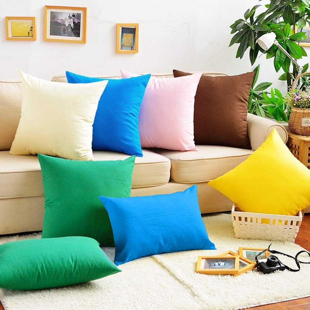 4-Pack 100% Cotton Comfortable Solid Decorative Throw Pillow Case,Thmyo Square Cushion Cover Pillowcase Sublimation Blank Pillow Covers DIY Throw Pillowcase for Sofa Bedroom(22x22 inch/ 55x55cm,Blue)