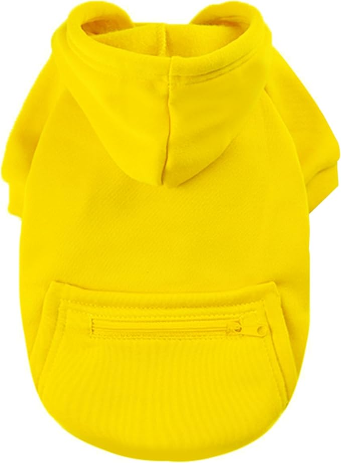 Jecikelon Pet Dog Cold Weather Coat with Pocket Winter Dog Hoodie Warm Puppy Clothes for Small Dogs Chihuahua Clothing (Yellow, X-Large)