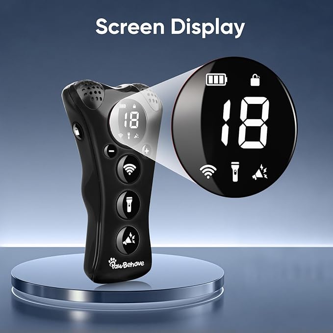 Adjustable Ultrasonic Dog Trainer – World's First Variable Frequency Pet Behavior Corrector with 10 Level Ultra Sound, 18 Dog Whistles, Anti-Bark Strobe Light, Humane Dog Deterrent (Black)