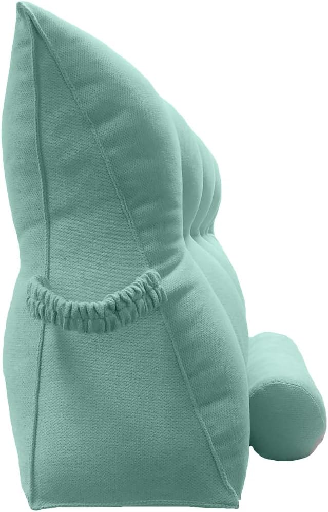 Triangular Reading Bedrest Pillow Large Bolster Cushion Headboard Backrest Wedge Pillow with Two Detachable Roll Pillows for Neck & Lumbar Support (Turquoise, California King 71x8x20 inches)