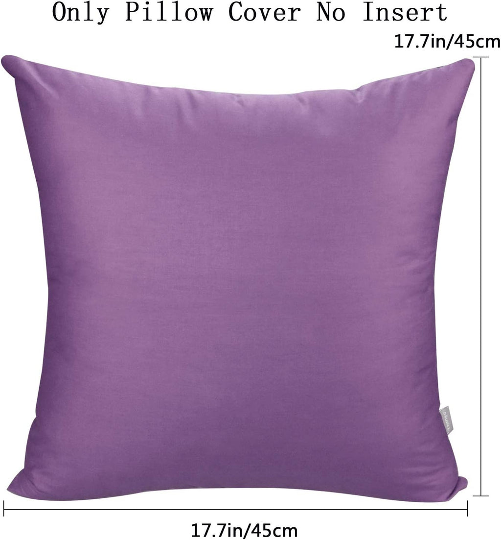 Thmyo 4-Pack 100% Cotton Comfortable Solid Decorative Throw Pillow Case, Square Cushion Cover Pillowcase Sublimation Blank Pillow Covers DIY Throw Pillowcase for Sofa(18x18 inch/ 45x45cm,Purple)