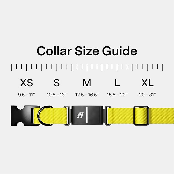 New Fi Series 3+ Smart Dog Tracker Collar [12 Month Membership Included] GPS Tracker for Dogs with Health & Behavior Monitoring, Escape Alerts, Waterproof, LED, Apple Watch Compatible -Yellow, X-Small