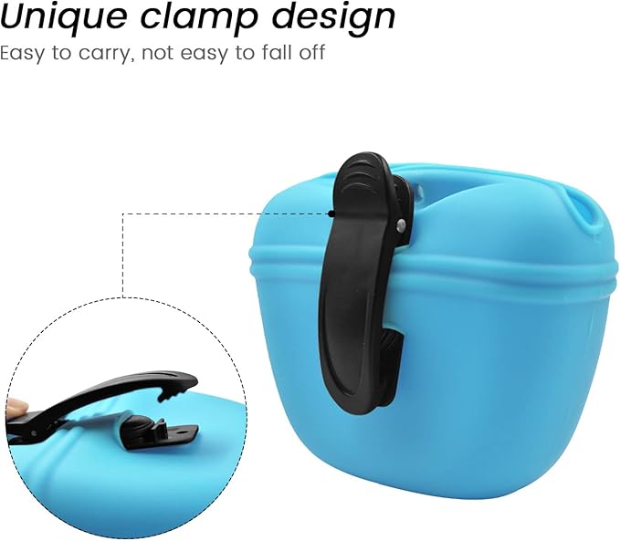 AUDWUD Silicone Dog Treat Pouch,with Training Clicker,Clip on Portable Train Container,Convenient Magnetic Buckle Closing