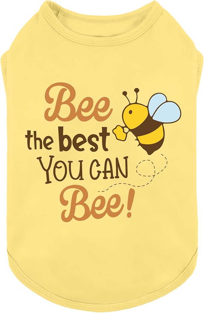 Fitwarm Bee The Best You Can Dog Shirt, Summer Clothes for Small Dogs Boy Girl, Funny Pet Outfit, Yellow, Brown, Blue, XS