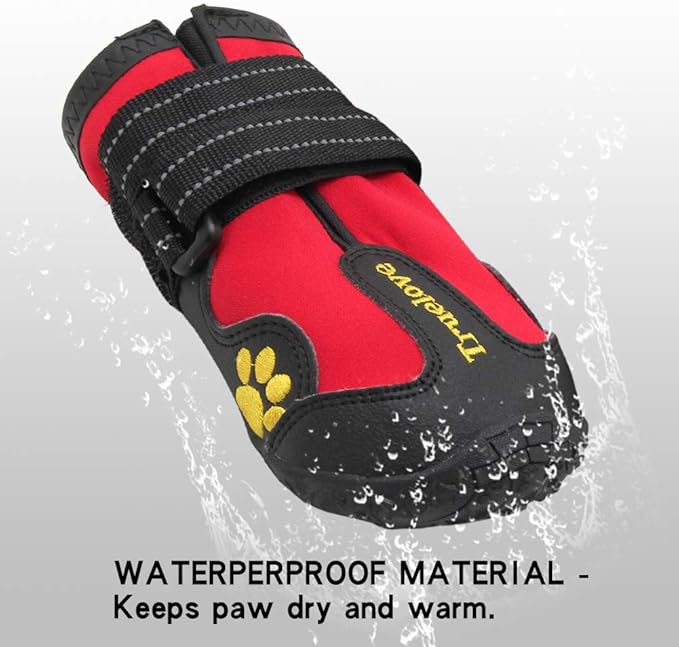 Truelove Dog Boots Waterproof Dog Shoes with Reflective Straps for Small Medium Large Dog, Size 5 (Pack of 4)