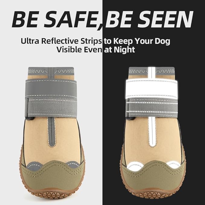 Dog Shoes for Small Dogs, Dog Boots & Paw Protectors for Hardwood Floors, Outdoor Dog Booties for Hot Pavement Winter Snow Hiking, Waterproof Dog Shoes with Reflective Strips Size 1