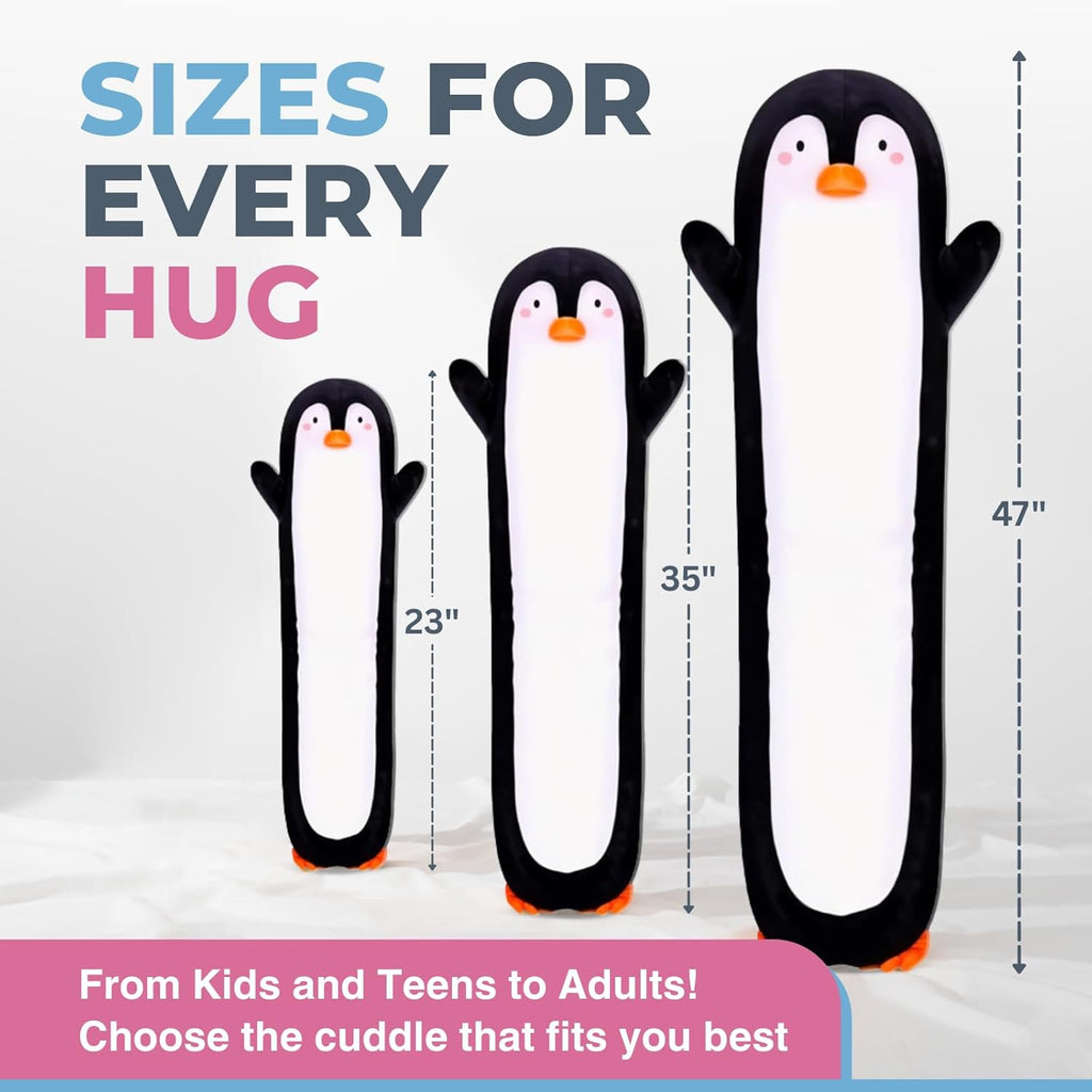 Penguin Plush Body Pillow for Kids | Long Stuffed Animal Cuddle Pillow | Soft Hugging Toy | Plushie Gift for Girls & Boys | Long Plush Body Pillow for Sleep & Comfort | Large, 47 Inches