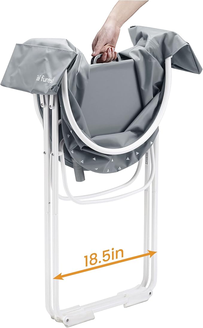 Furesh Little Dipper Dog Bath Tub and Wash Station for Bathing Shower and Grooming, Elevated Foldable and Portable, Indoor and Outdoor, for Small and Medium Size Dogs, Cats and Other Pet (Gray)