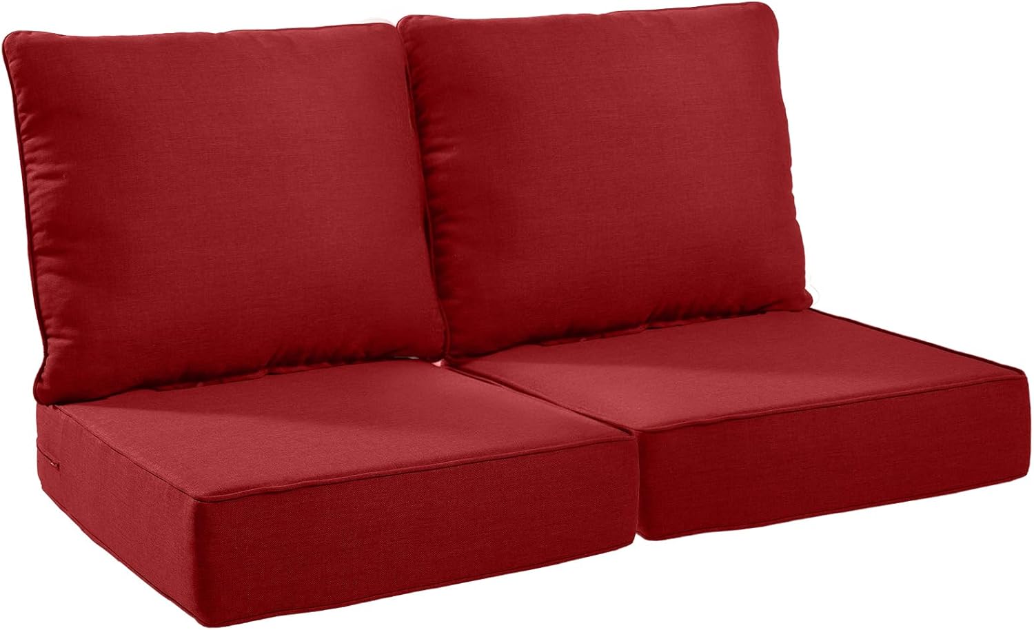Rilyson Patio Cushions for Outdoor Furniture - 24×24 Inches High Back and Deep Seating Outdoor Cushion for Patio Chairs Sofa Couch Loveseat Water Resistant(Red/2 Set/No Button)