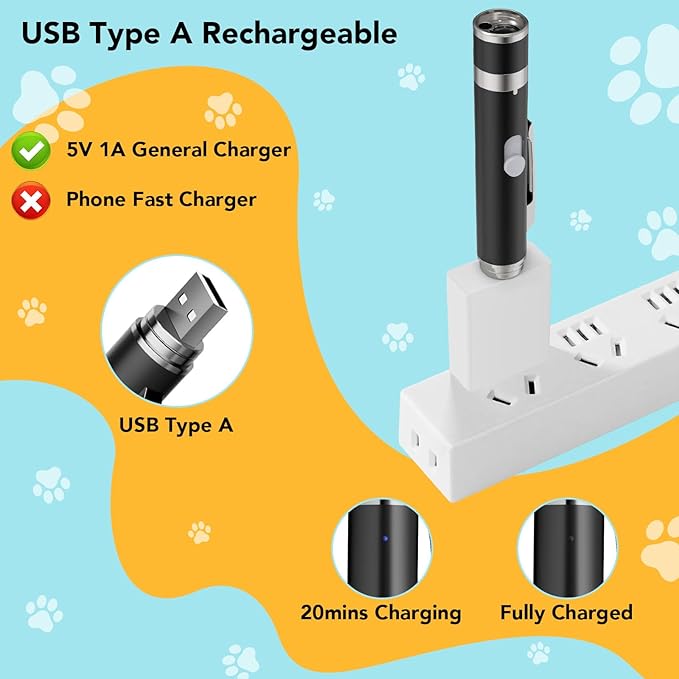 Cat Toy Pointer, 2 Pieces, USB Rechargeable with 7 Adjustable Patterns, Interactive Chase Toys for Indoor Cats & Dogs, Training & Exercise Fun (Black)