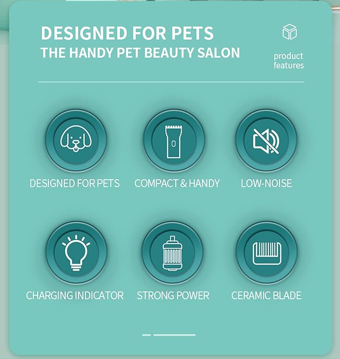 Dog Cat Home Hair Waterproof Clipper Portable Electric USB Rechargeable Pet Grooming Tools Low Noise Shaver Cordless Trimmer for Small and Large Pets