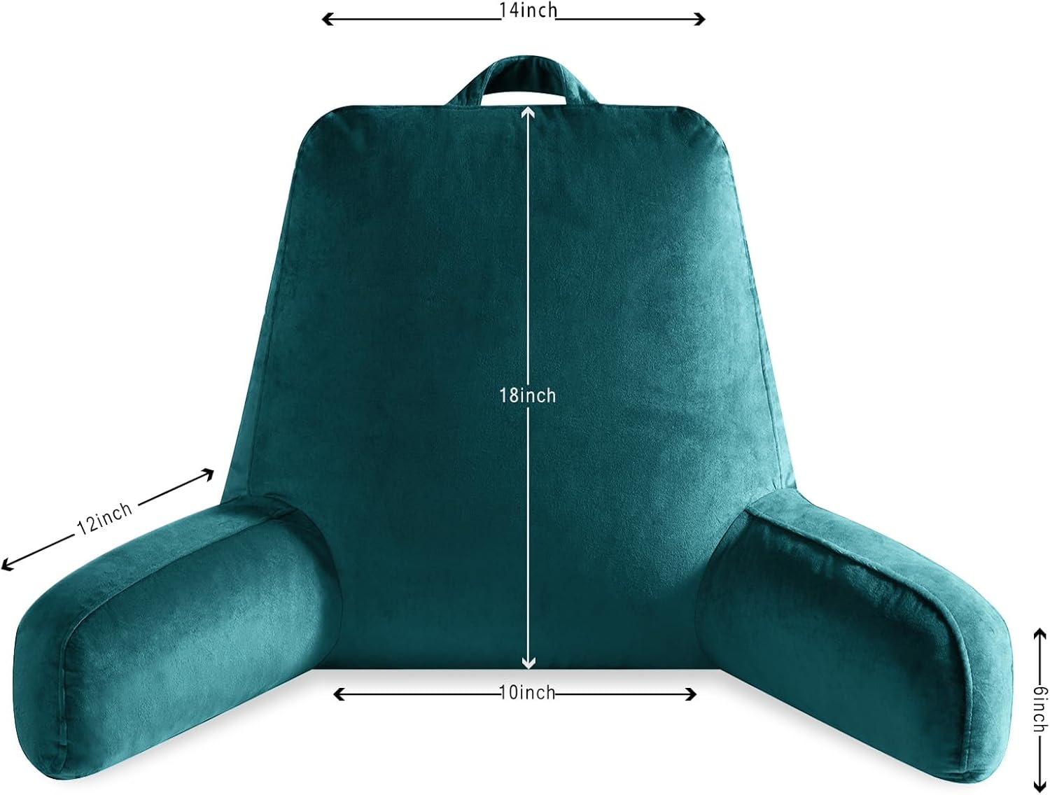 Reading Pillow for Sitting in Bed Adult, Reading Pillow with Shredded Memory Foam, Bed Pillow with Washable Cover, Back Pillow Sitting Up with Extend Arms, Prussian Blue, Large