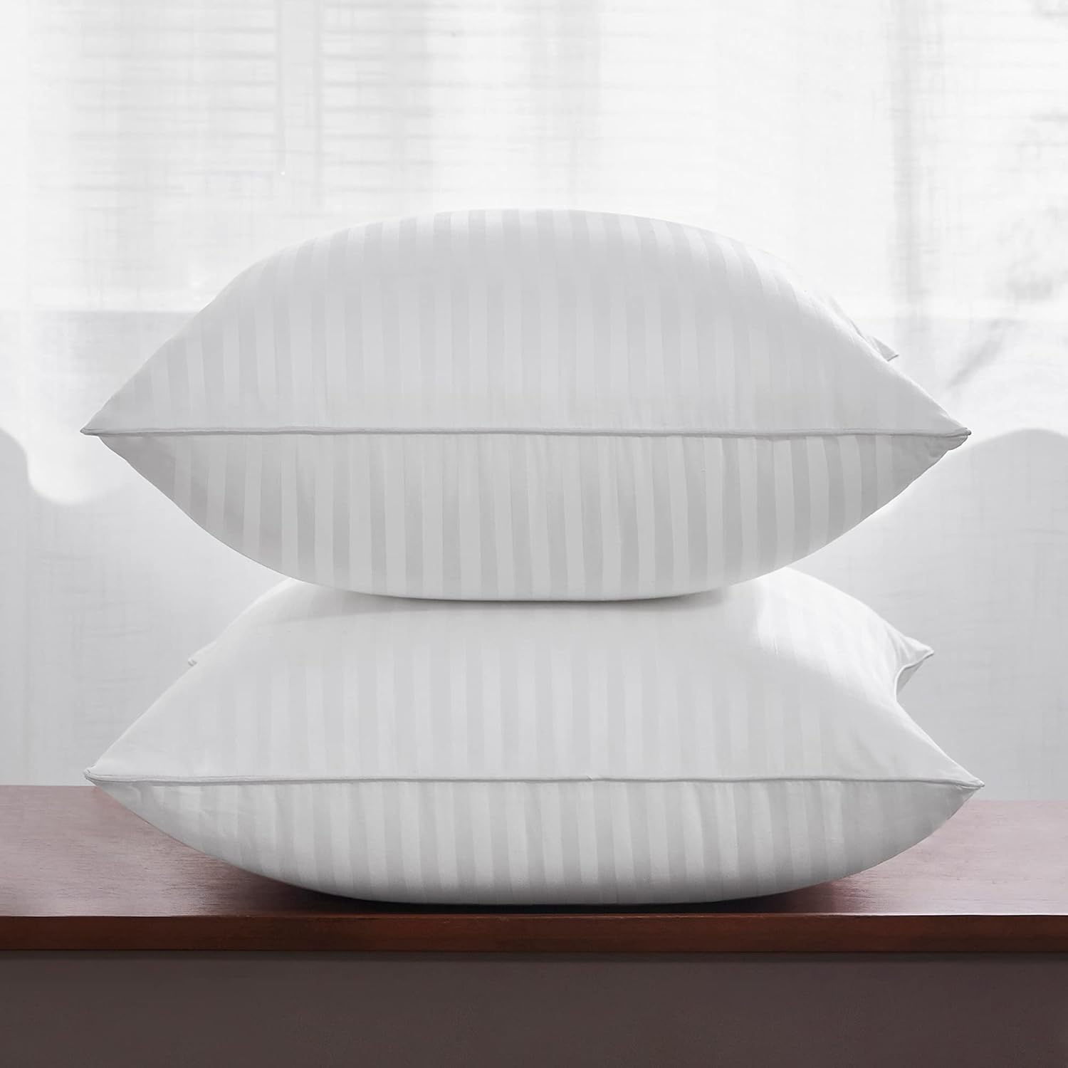 Oubonun 16 x 16 Throw Pillow Inserts, Firm and Fluffy Decorative Square Pillows for Couch Bed Sofa with Soft Cotton Cover White Cushion with Down Alternative Pack of 2