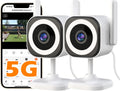 5G Outdoor/Indoor Camera for Home Security,3MP Baby Monitor Cameras for Bedroom/Elder/Dog/Pet Security Camera,IP66 Waterproof,Night Vision, Motion Detection, Alarm Siren, Two-way Talk, SD/Cloud -2Pack