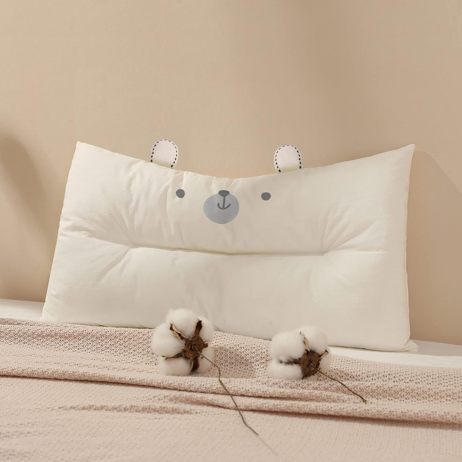 Choc chick Toddler Pillow,20X14inches Machine Washable Soft Hypoallergenic Kids Pillows,Child Cute Animal Perfect Toddler Pillows for Sleeping 2 Year Old (Bear)