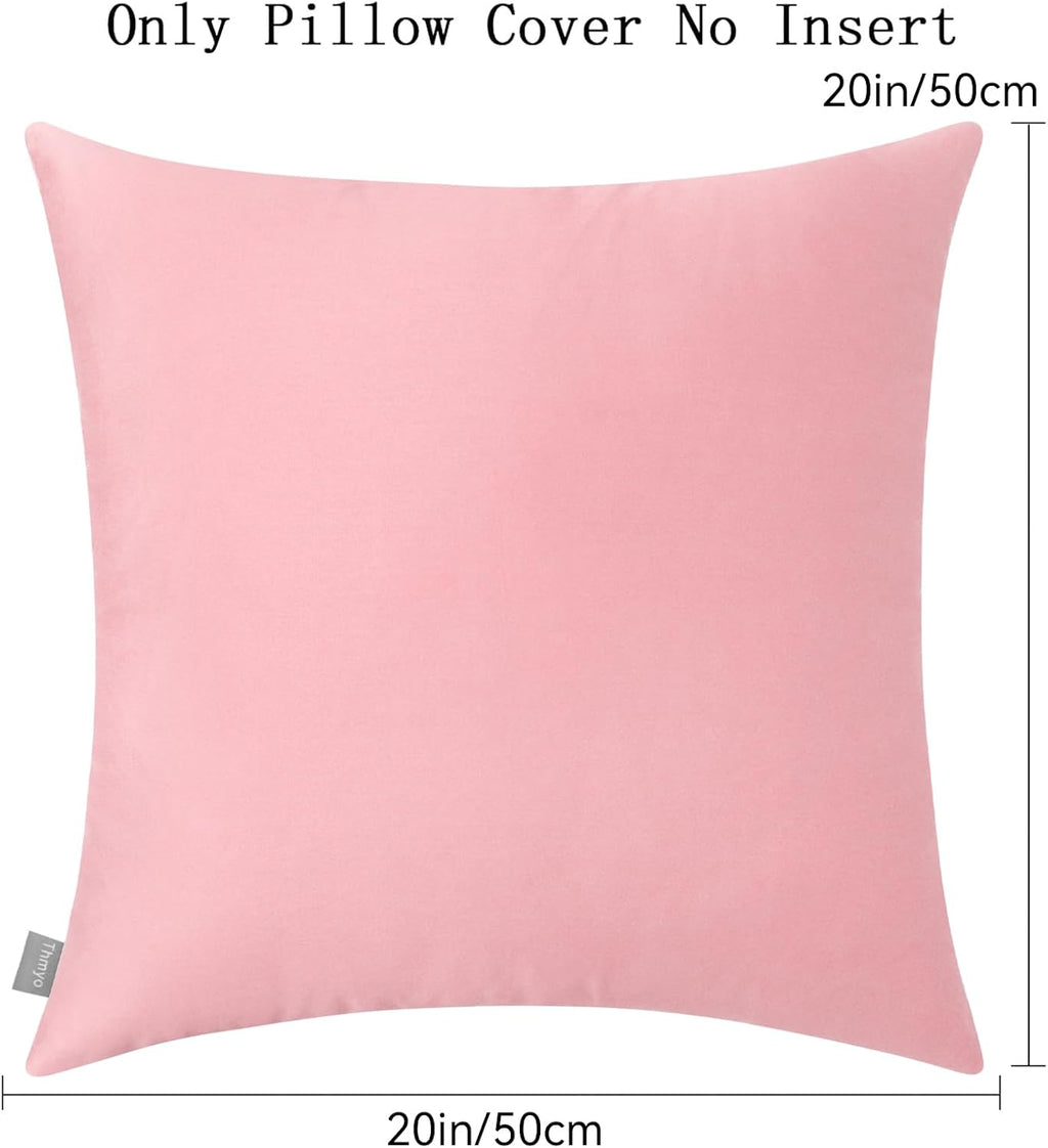4-Pack 100% Cotton Comfortable Solid Decorative Throw Pillow Case,Thmyo Square Cushion Cover Pillowcase Sublimation Blank Pillow Covers DIY Throw Pillowcase for Sofa(20x20 inch/ 50x50cm,Pink 2)