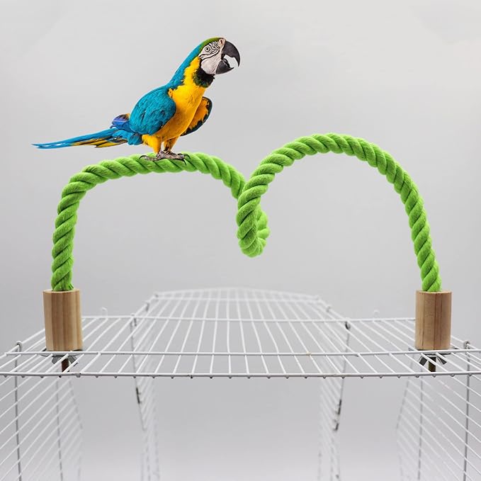 2 Pack Bird Hemp Rope Perch Swing, Bird Cage Stand Pole Accessories, Paw Grinding Standing Climbing Perch for Parrot, Parakeet, Budgies, Lovebirds(23.62"/60 cm)