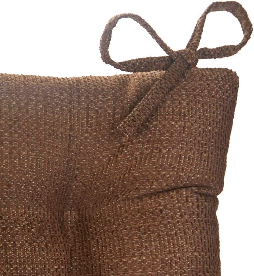 Klear Vu Omega Non-Slip Rocking Chair Cushion Set, Assembled in USA, Thick Padding & Tufted Design, Includes Seat Pad & Back Pillow with Ties, 17x17 Inches, 2-Piece Set, Tyson Chocolate