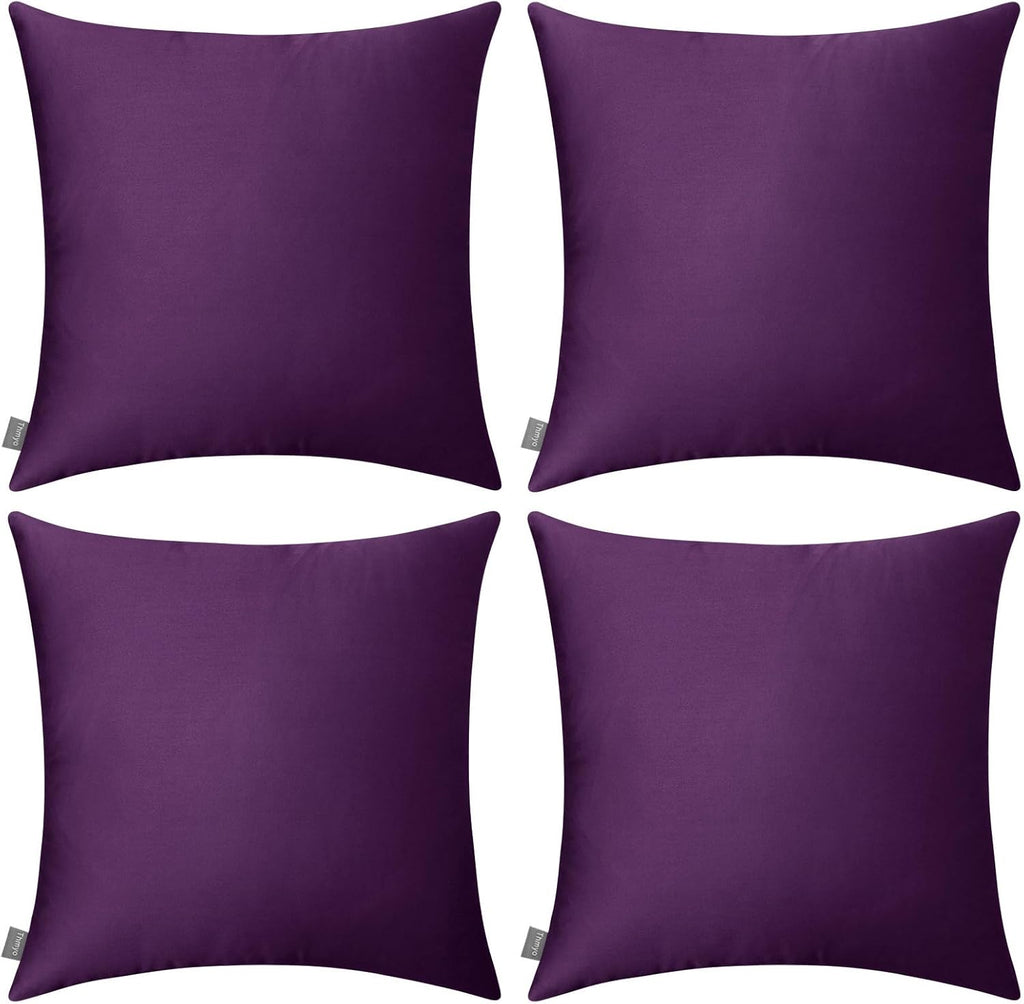 4-Pack 100% Cotton Comfortable Solid Decorative Throw Pillow Case,Thmyo Square Cushion Cover Pillowcase Sublimation Blank Pillow Covers DIY Throw Pillowcase for Couch Sofa(18x18 inch/ 45x45cm,Violet)