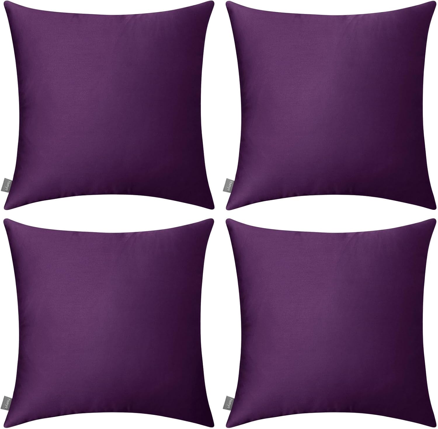 4-Pack 100% Cotton Comfortable Solid Decorative Throw Pillow Case,Thmyo Square Cushion Cover Pillowcase Sublimation Blank Pillow Covers DIY Throw Pillowcase for Couch Sofa(18x18 inch/ 45x45cm,Violet)