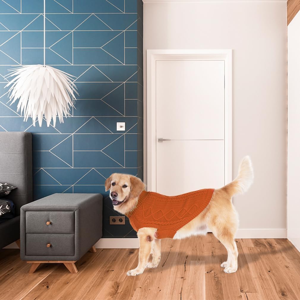 BINGPET Thermal Knitted Dog Sweater for Small Medium Large Dogs,Winter Dog Cat Coat Warm Sweartershirts Outfits,Classic Cable Knit Turtleneck Pullover Dog Jumper Coat Warm Sweartershirts