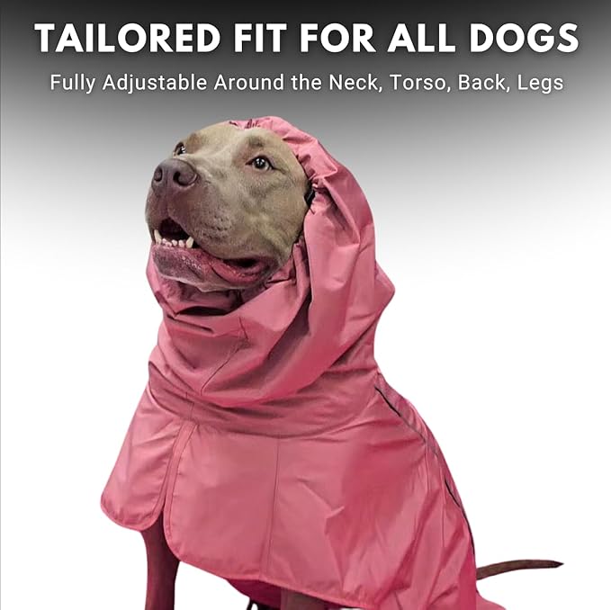 Spark Paws Dog Raincoat, Waterproof Windproof Rain Jacket, for Small Medium Large Extra Large Dogs, Reflective Breathable Full-Body Coverage Dry Suit - Sea Pink, XL