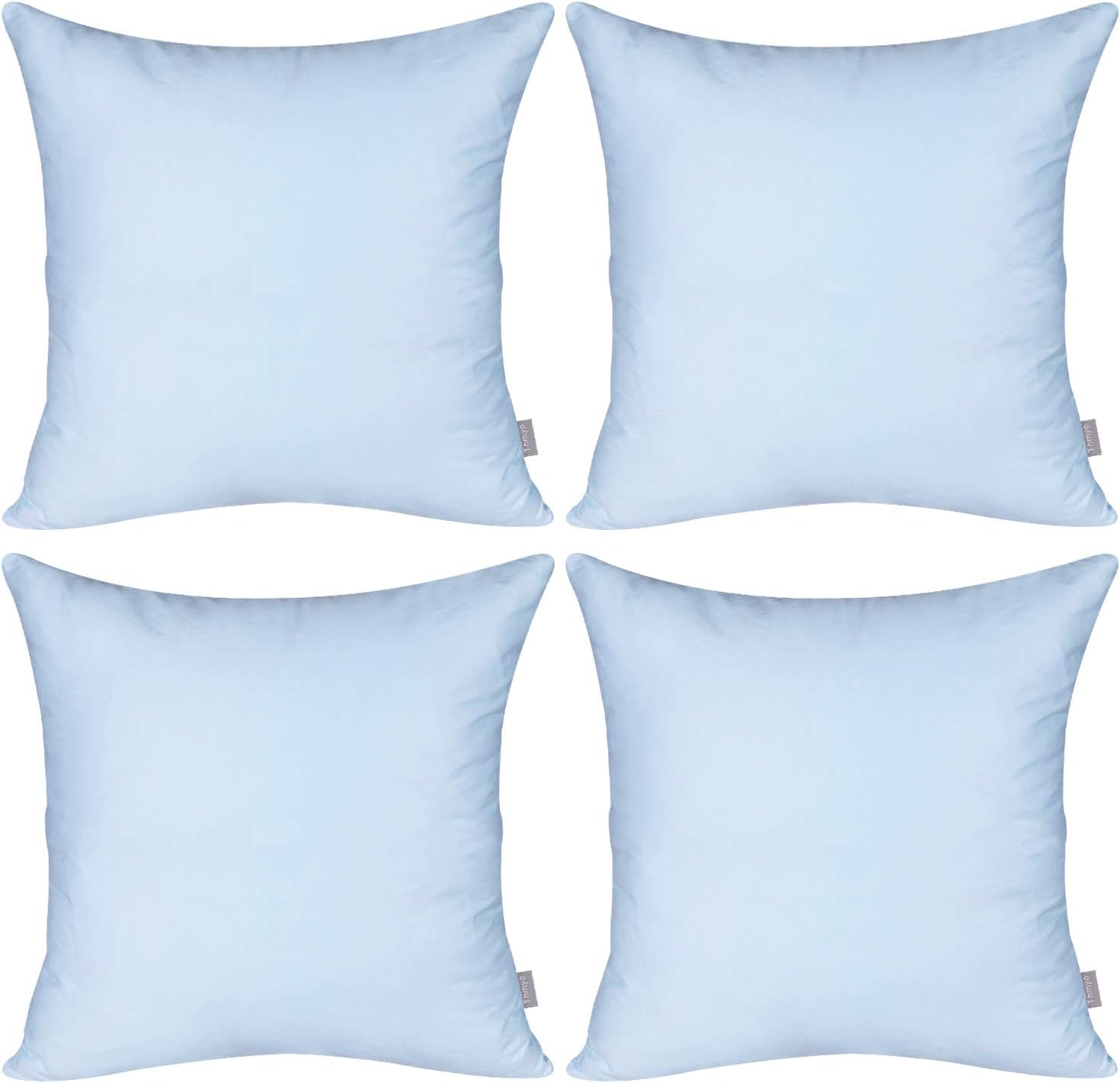 Thmyo 4-Pack 100% Cotton Comfortable Solid Decorative Throw Pillow Case, Square Cushion Cover Pillowcase Sublimation Blank Pillow Covers DIY Throw Pillowcase for Sofa(26x26 inch/ 66x66cm,Light Blue)