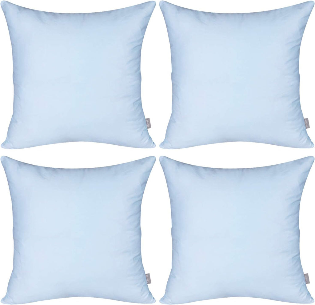 Thmyo 4-Pack 100% Cotton Comfortable Solid Decorative Throw Pillow Case, Square Cushion Cover Pillowcase Sublimation Blank Pillow Covers DIY Throw Pillowcase for Sofa(24x24 inch/ 60x60cm,Light Blue)