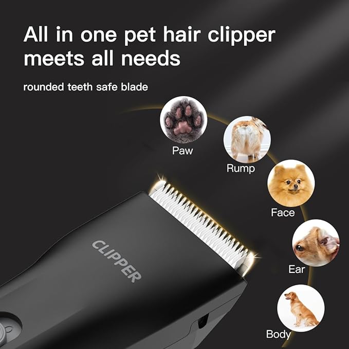 Dog Grooming Kit Clipper for Thick Coat Low Noise Cordless Cat Hair Trimmer Rechargeable Shaver Pet Grooming Tools for Small and Large Animals