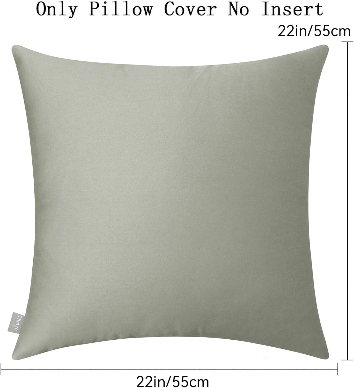 Thmyo 4-Pack 100% Cotton Comfortable Solid Decorative Throw Pillow Case Square Cushion Cover Pillowcase Sublimation Blank Pillow Covers DIY Throw Pillowcase for Sofa Bedroom(22x22 inch/ 55x55cm,Grey)