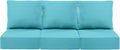 Luxury 22x24/22x25 6-Inch Patio Chair Cushions Set of 3 - Deep Seat Water-Resistant Patio Cushion for Dining Rocking Swivel Glider Loveseat 3-Seater Sectional Sofa - Turquoise