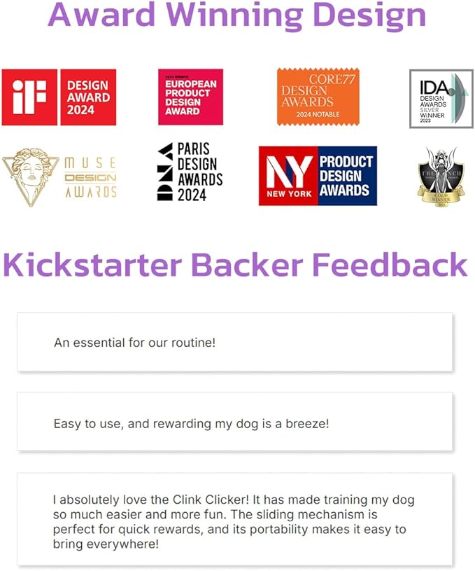 Dog Treat Pouch & Clicker Dog Trainer, Puppy Essentials Dual Use 2 in 1 Dog Clicker for Training - Durable, Light (2.36 oz), Easy to Clean & Handle, Innovative Design, Purple - Click Design