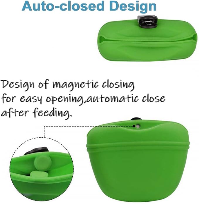 RoyalCare Silicone Dog Treat Pouch-Small Training Bag-Portable Dog Treat Bag for Leash with Magnetic Closure and Waist Clip[US Design Patent]
