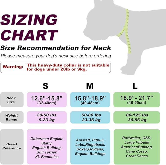 TSPRO Tactical Dog Collar 1.5 Inch Wide Thick Dog Collars with Heavy Duty Metal Buckle, Durable, Strong, Adjustable for Medium to Large Dogs (Purple M)