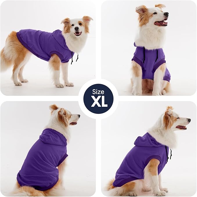 IECOii Large Dog Hoodie, XL Dog Sweater for Large Dogs Girl Hooded Sweatshirt,Spring Fall Dogs Pullover for Beagle, Border Collie, Indoor Cozy & Outdoor Play, Purple, XLarge (No Fleece Lined)