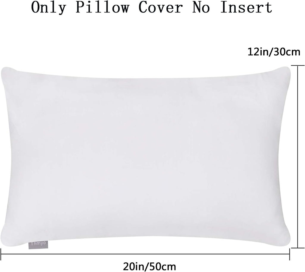 Thmyo 4-Pack 100% Cotton Lumbar Comfortable Solid Decorative Throw Pillow Case Rectangle Cushion Cover DIY Throw Pillowcase for Sofa Bed(Only Covers,Not Pillow Shams)(12x20inch/30x50cm,White)