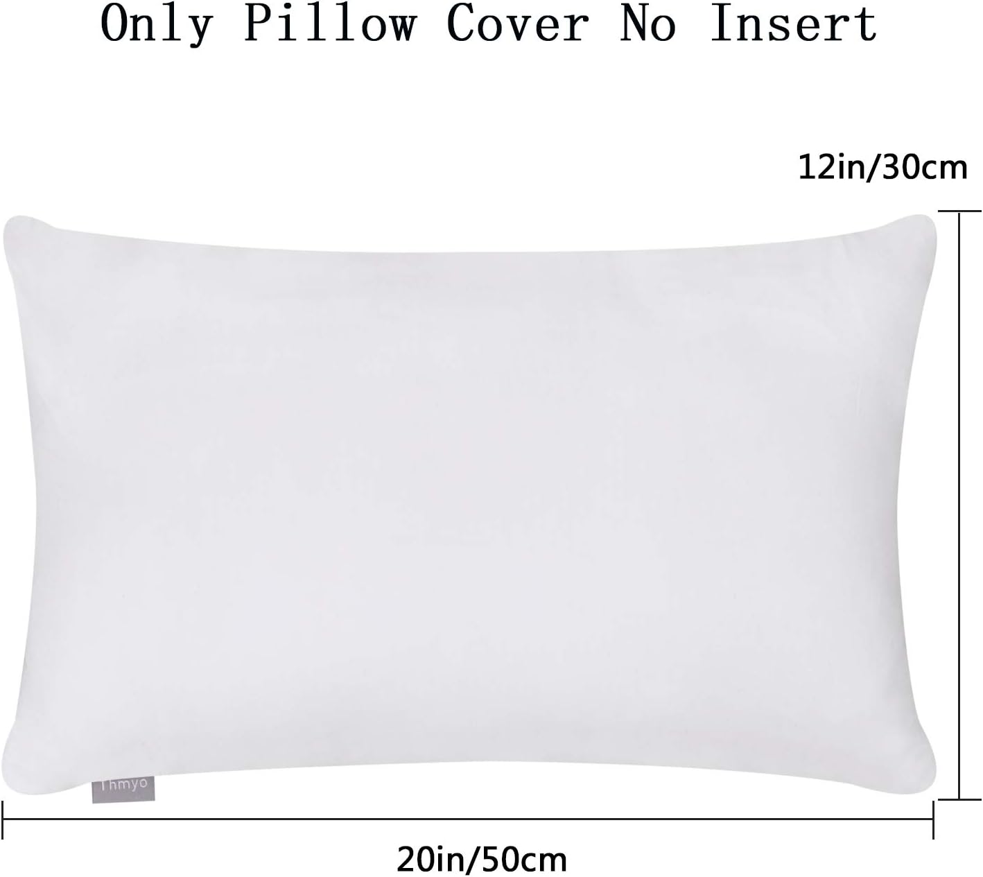 Thmyo 4-Pack 100% Cotton Lumbar Comfortable Solid Decorative Throw Pillow Case Rectangle Cushion Cover DIY Throw Pillowcase for Sofa Bed(Only Covers,Not Pillow Shams)(12x20inch/30x50cm,White)