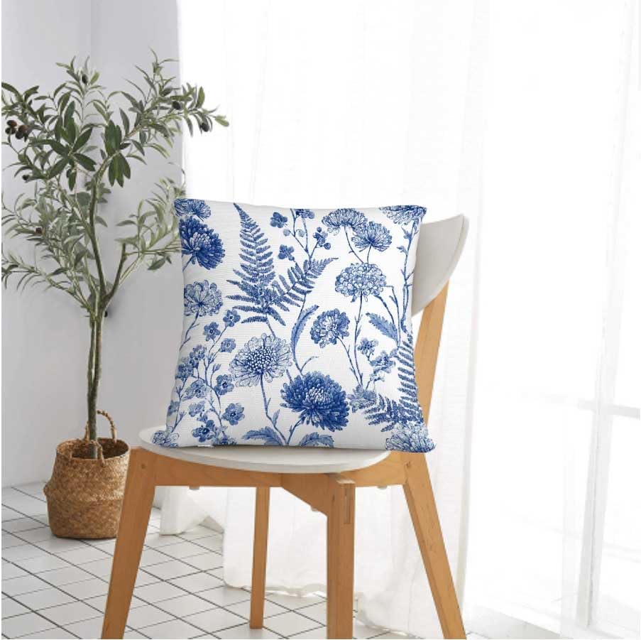 Throw Pillow Covers 18x18 Set of 2, Summer Floral Cushion Covers, Decorative Square Pillowcases for Couch, Bedroom, Living Room