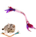 Interactive Cat Toys for Indoor Cats with Catnip – 1 Pack Feather Elastic Mesh Catnip Chew Toys with Bells and Pom-Poms, 19.5 Inch Durable Kitten Teething Toy Bundle