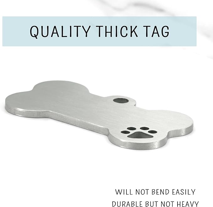 Ultra Joys Dog Tags Personalized for Pets - Hollow Paw Custom Pet ID Tag - Engraved Dog Tag for Small, Large Dogs - Small Bone in Silver
