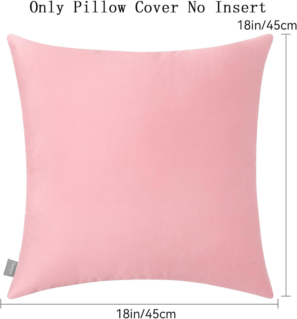 4-Pack 100% Cotton Comfortable Solid Decorative Throw Pillow Case,Thmyo Square Cushion Cover Pillowcase Sublimation Blank Pillow Covers DIY Throw Pillowcase for Couch Sofa(18x18 inch/ 45x45cm,Pink 2)