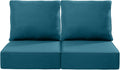Luxury 22x24/22x25 6-Inch Outdoor Seat Cushions - Set of 2 Water Resistant Patio Chair Cushion for Porch Set Rattan Dining Rocker Glider Chairs Loveseat Couch Sectional Sofa - Peacock Blue